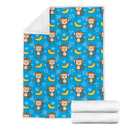 Monkey Pattern Print Design 05 Premium Blanket