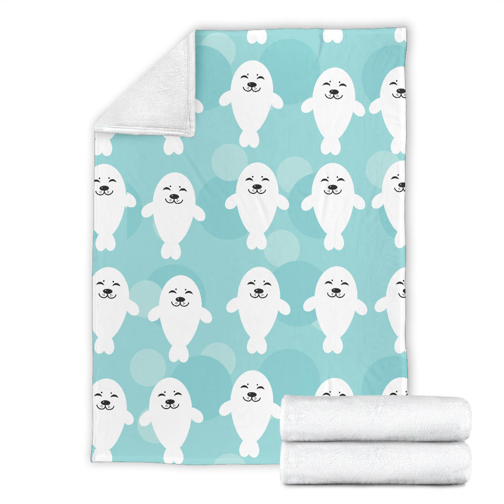 Sea Lion Baby Pattern Print Design 01 Premium Blanket