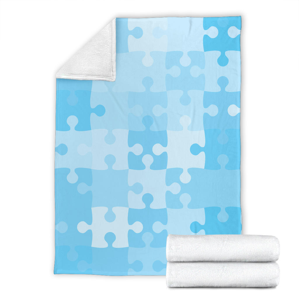 Puzzle Blue Pattern Print Design A04 Premium Blanket