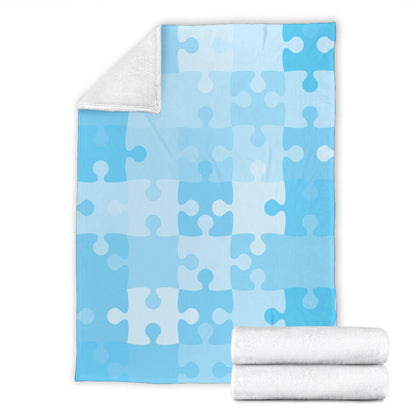 Puzzle Blue Pattern Print Design A04 Premium Blanket