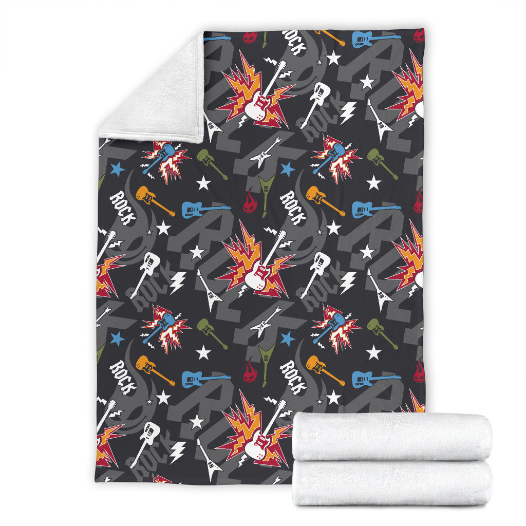 Rock and Roll Pattern Print Design A01 Premium Blanket