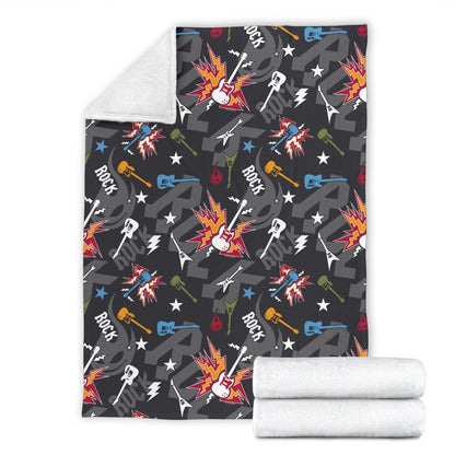 Rock and Roll Pattern Print Design A01 Premium Blanket