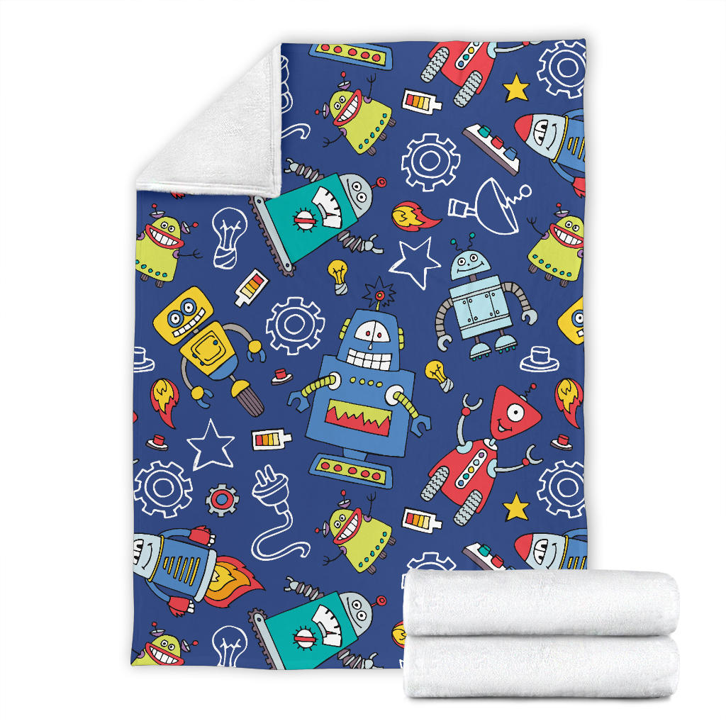 Robot Pattern Print Design A03 Premium Blanket