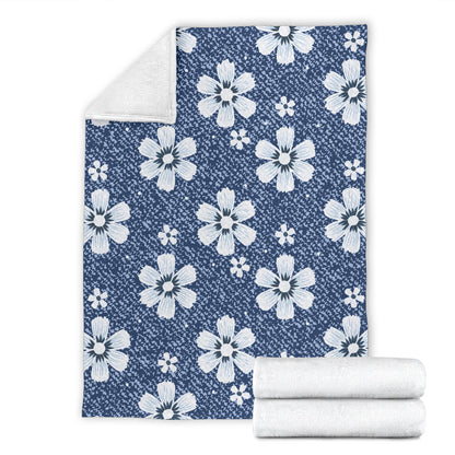 Jean Flower Pattern Print Design 03 Premium Blanket