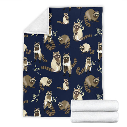 Raccoon Pattern Print Design A06 Premium Blanket