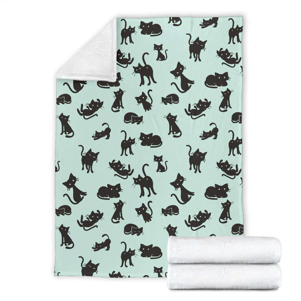 Black Cat Pattern Print Design 04 Premium Blanket