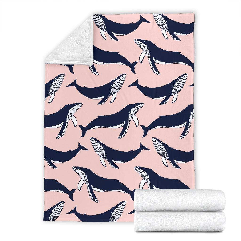 Humpback Whale Pattern Print Design 02 Premium Blanket