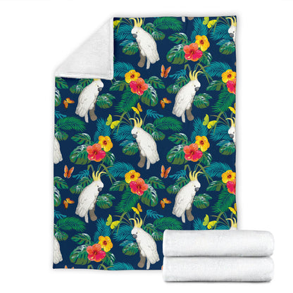 Cockatoo Tropical Pattern Print Design 02 Premium Blanket