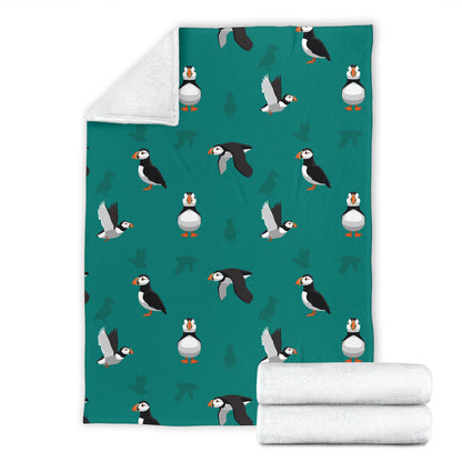 Puffin Pattern Print Design A02 Premium Blanket