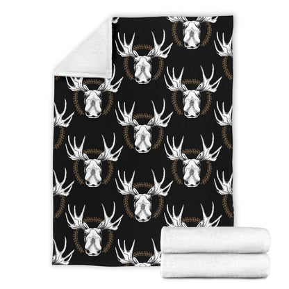 Moose Pattern Print Design 02 Premium Blanket