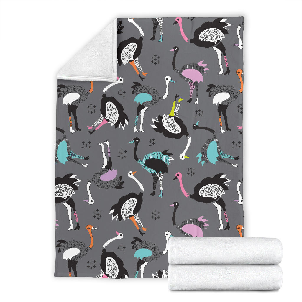 Ostrich Pattern Print Design 01 Premium Blanket