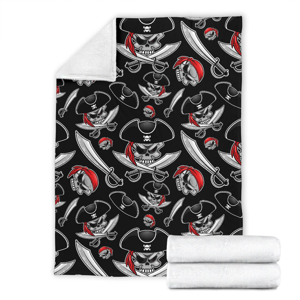 Pirate Pattern Print Design A05 Premium Blanket