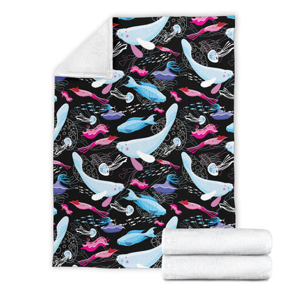 Manatee Pattern Print Design 02 Premium Blanket