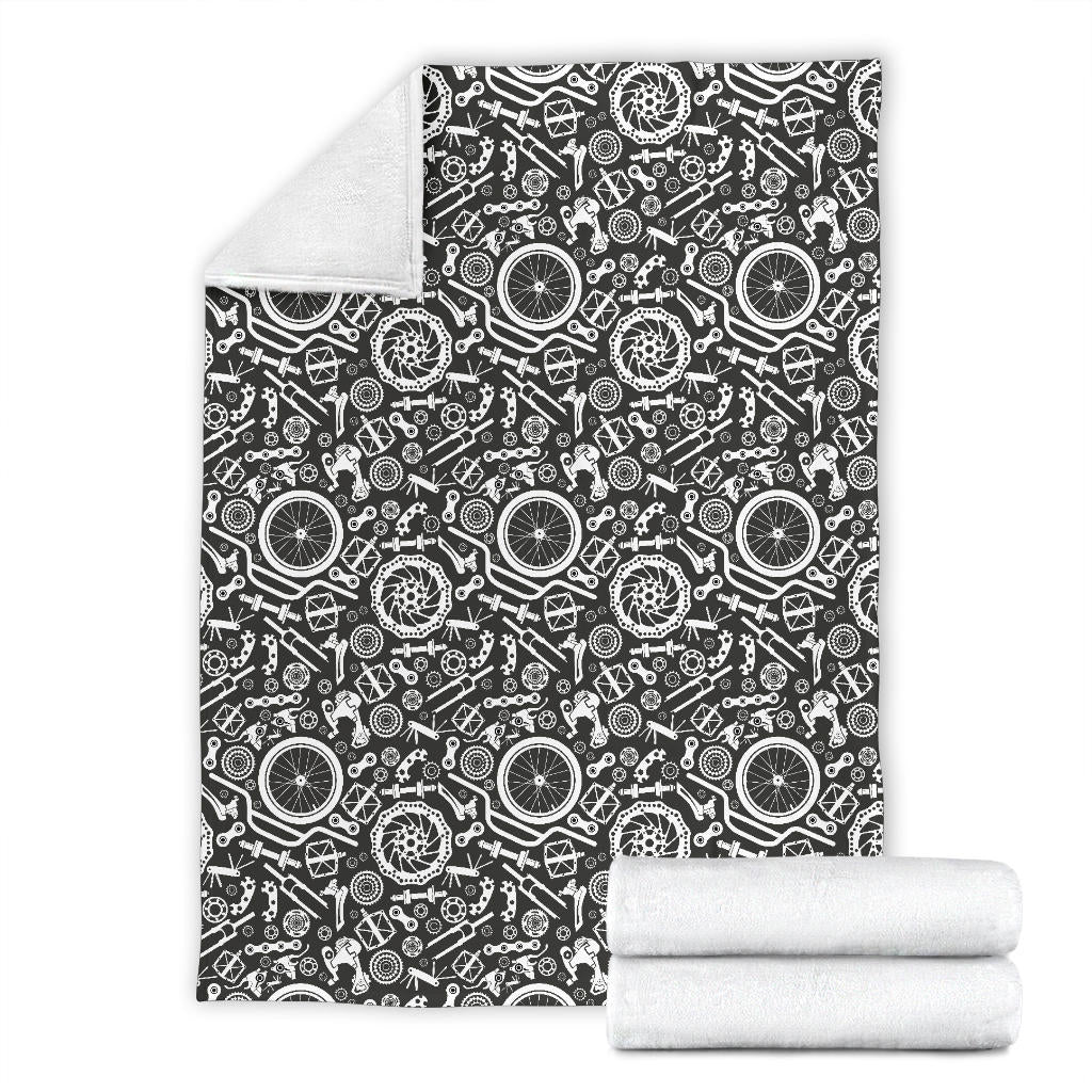 Bicycle Tools Pattern Print Design 02 Premium Blanket