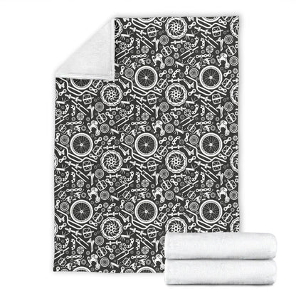 Bicycle Tools Pattern Print Design 02 Premium Blanket