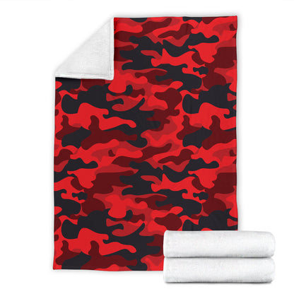 Camo Red Pattern Print Design 03 Premium Blanket