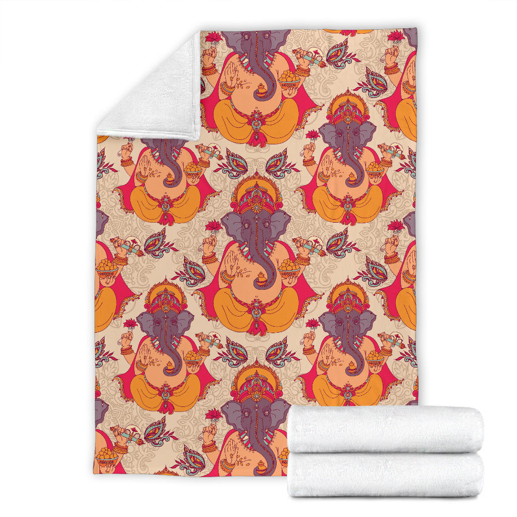 Ganesha Indian Pattern Print Design 02 Premium Blanket