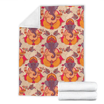 Ganesha Indian Pattern Print Design 02 Premium Blanket