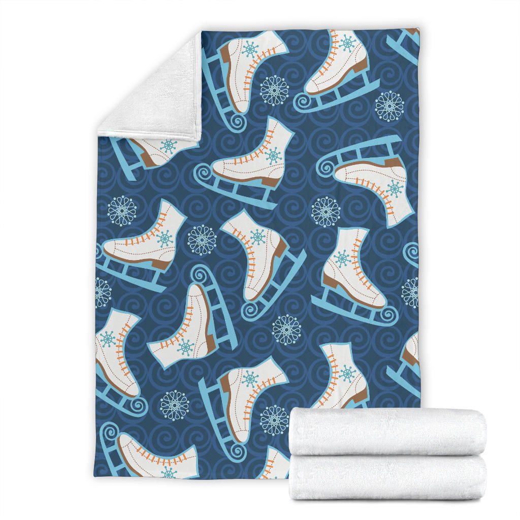 Ice Skate Pattern Print Design 01 Premium Blanket
