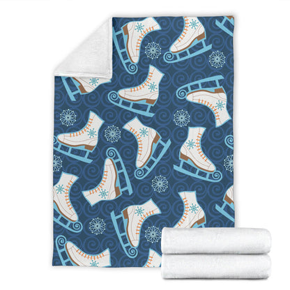 Ice Skate Pattern Print Design 01 Premium Blanket