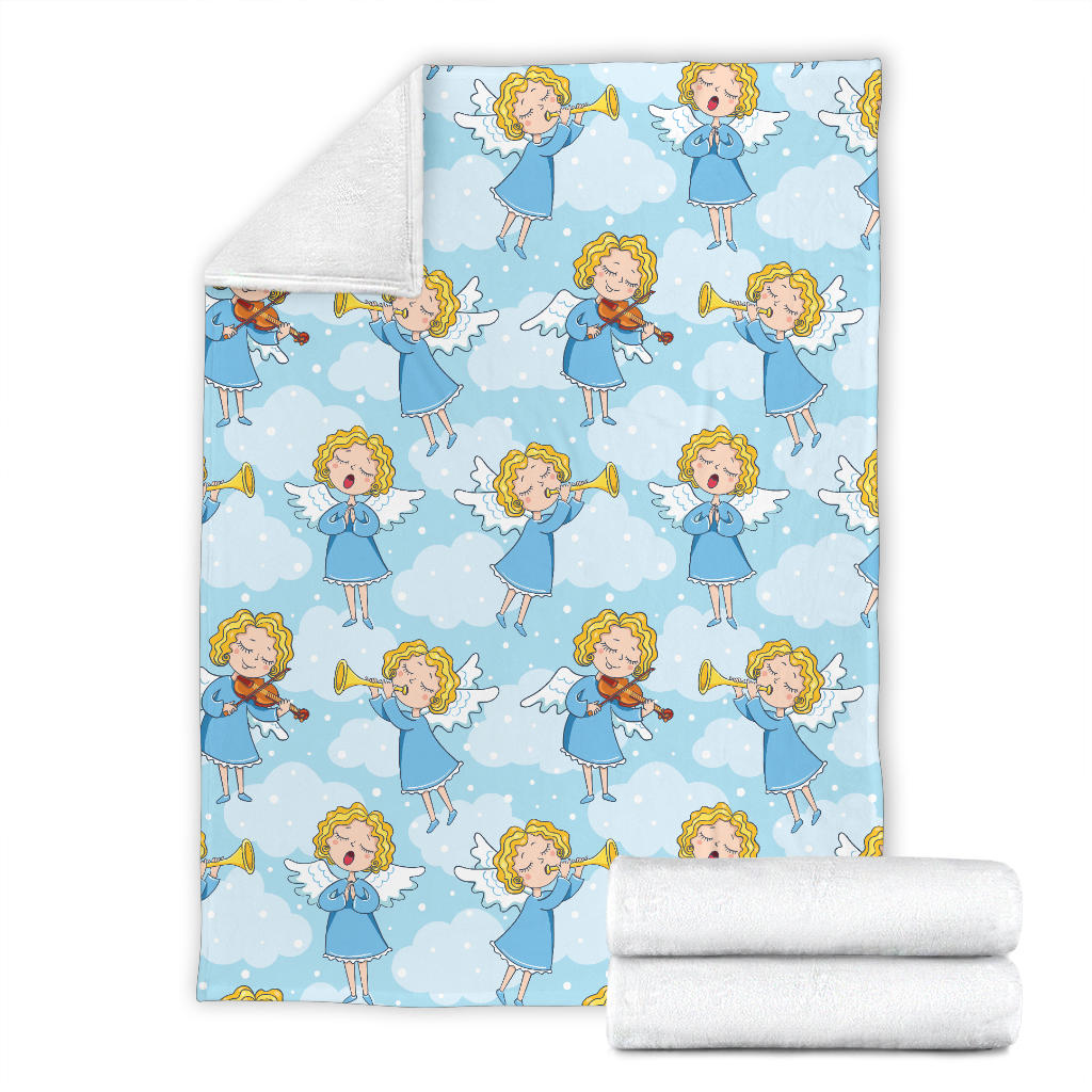 Angel Musician Pattern Print Design 09 Premium Blanket