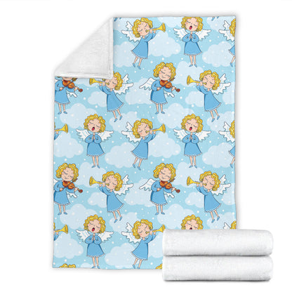 Angel Musician Pattern Print Design 09 Premium Blanket