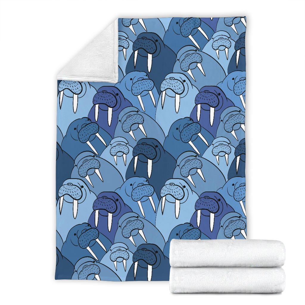 Walrus Pattern Print Design 01 Premium Blanket