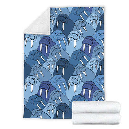 Walrus Pattern Print Design 01 Premium Blanket
