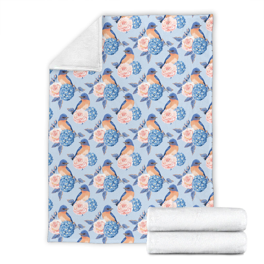 Bluebird Pattern Print Design 01 Premium Blanket