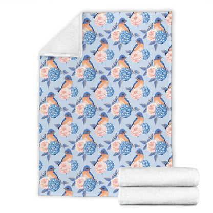 Bluebird Pattern Print Design 01 Premium Blanket