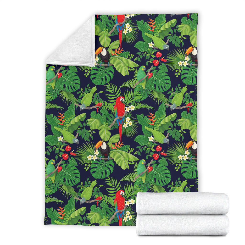 Rainforest Parrot Pattern Print Design A03 Premium Blanket