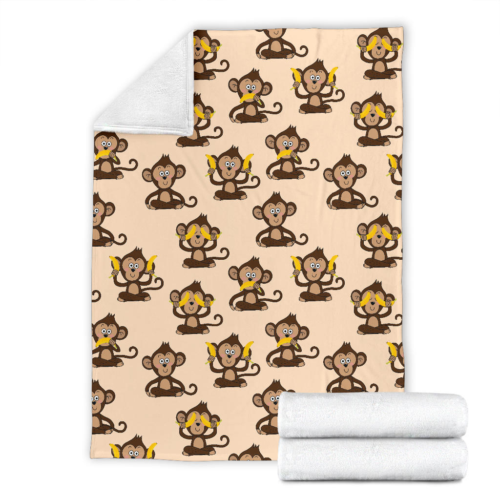 Monkey Pattern Print Design 03 Premium Blanket