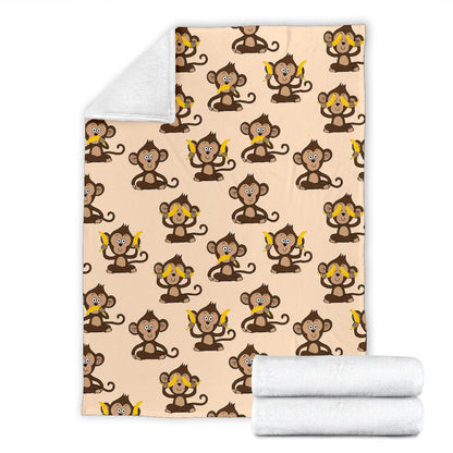 Monkey Pattern Print Design 03 Premium Blanket