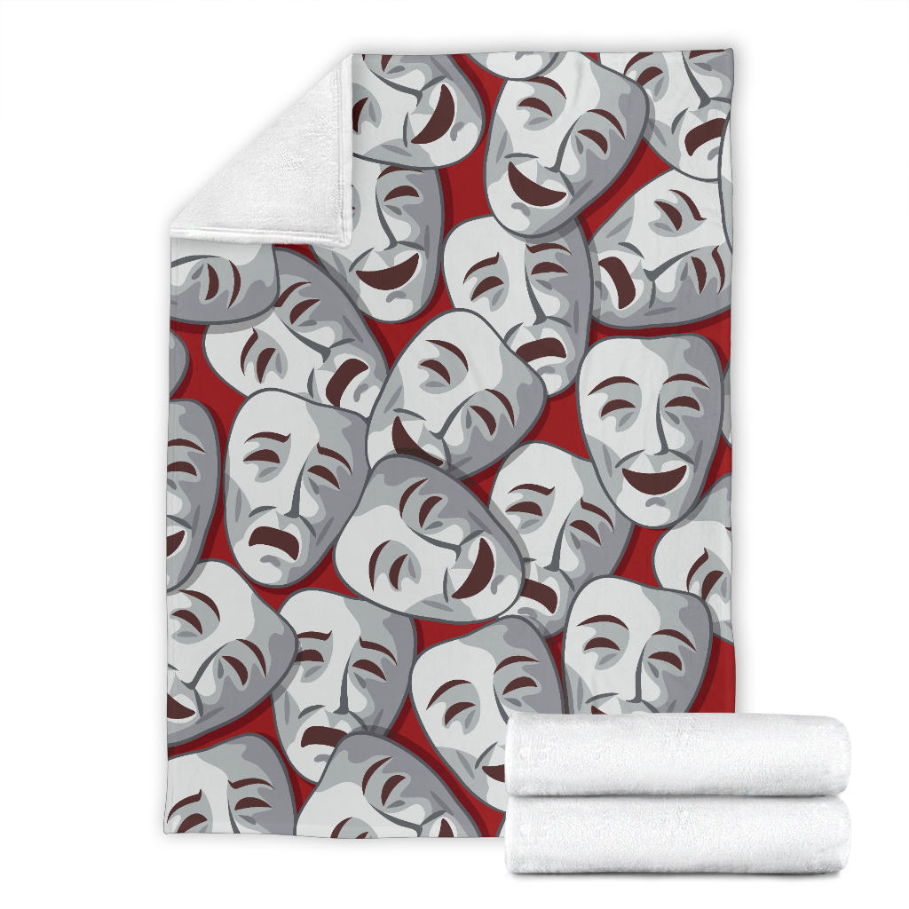 Acting Mask Pattern Print Design 01 Premium Blanket