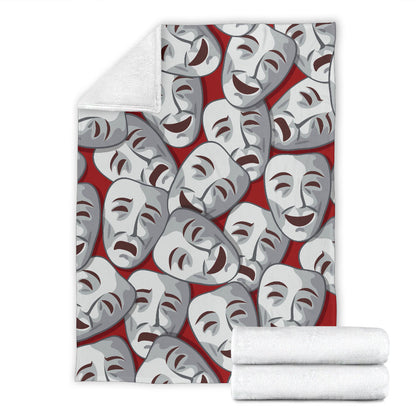 Acting Mask Pattern Print Design 01 Premium Blanket