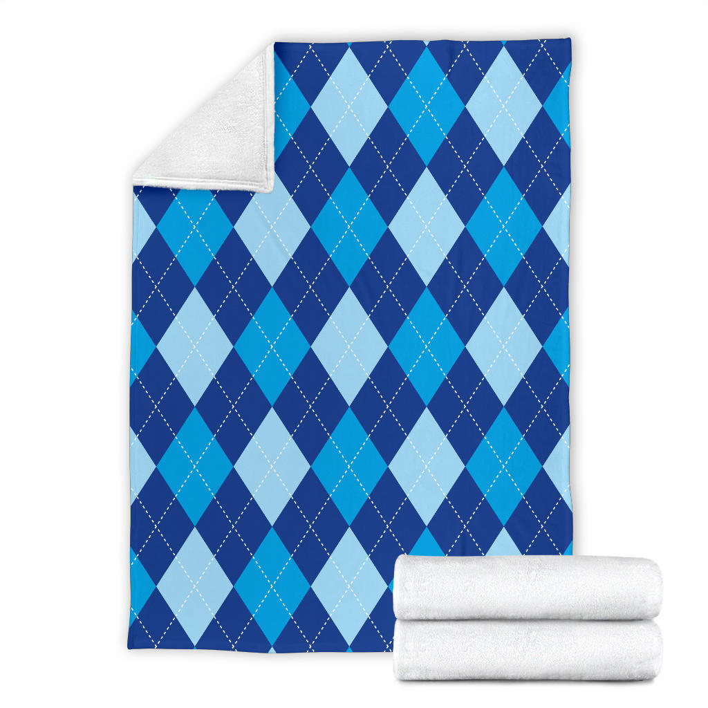 Argyle Blue Pattern Print Design 02 Premium Blanket