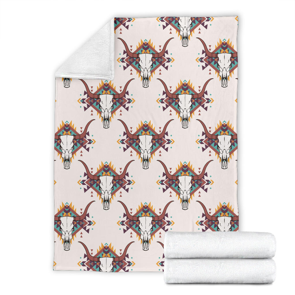 Buffalo Head Pattern Print Design 02 Premium Blanket