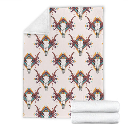 Buffalo Head Pattern Print Design 02 Premium Blanket