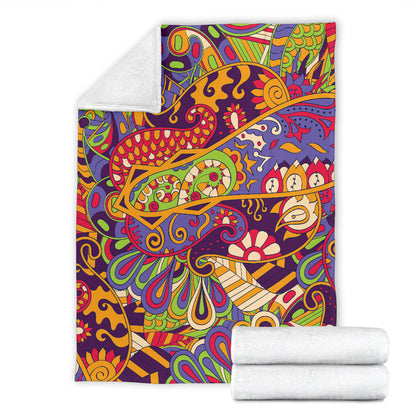 Funky Retro Pattern Print Design A04 Premium Blanket