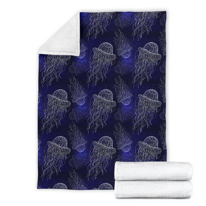 Jellyfish Pattern Print Design 02 Premium Blanket