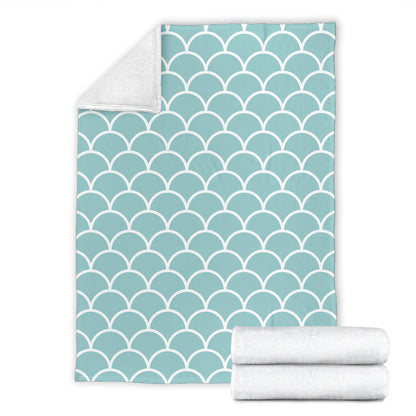 Scales Teal Pattern Print Design 02 Premium Blanket
