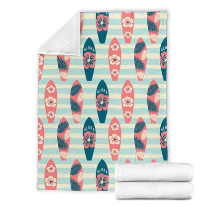 Aloha Hawaii Surfboard Pattern Print Design 02 Premium Blanket