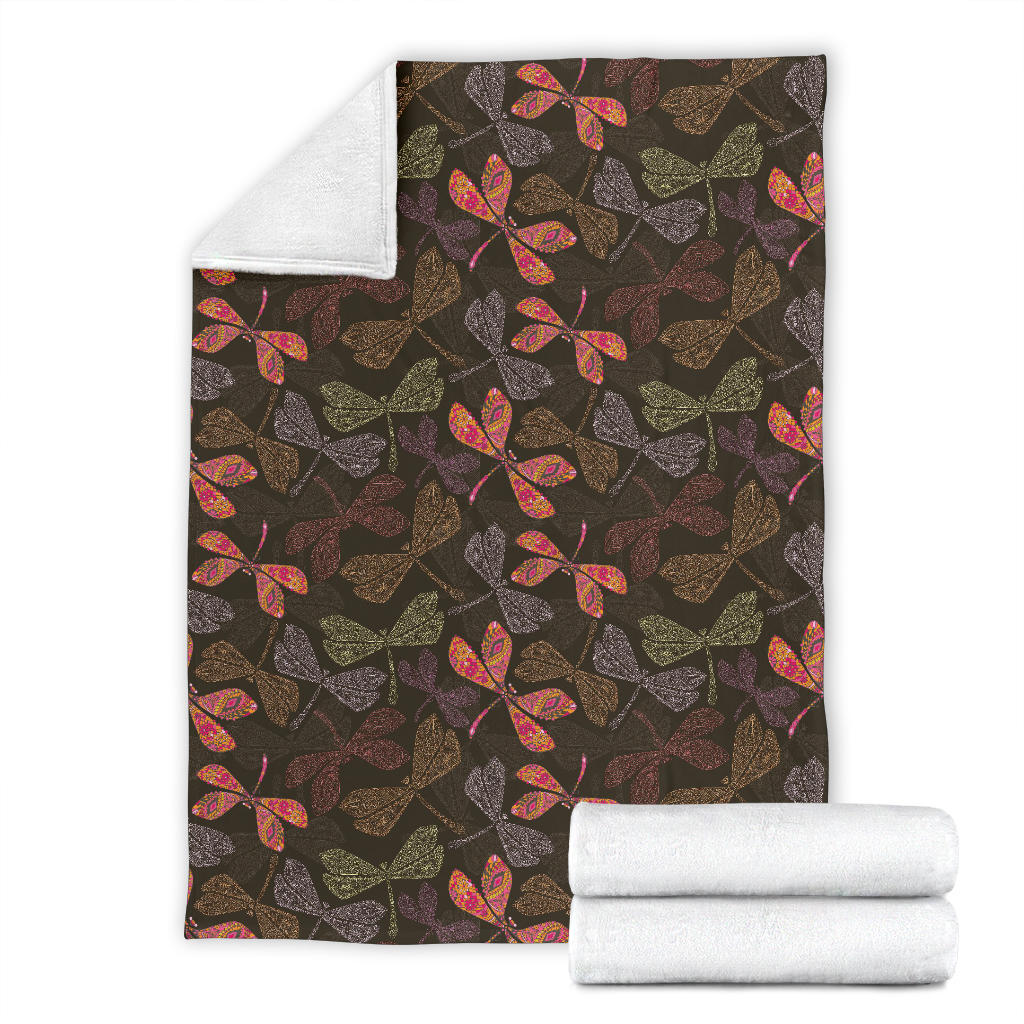 Dragonfly Pattern Print Design 02 Premium Blanket