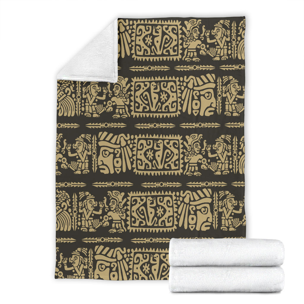 Mayan Pattern Print Design 02 Premium Blanket