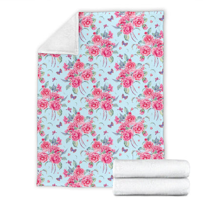 Camellia Pattern Print Design 01 Premium Blanket