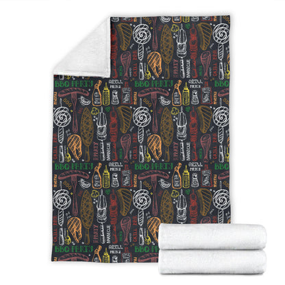 Barbecue Pattern Print Design 03 Premium Blanket