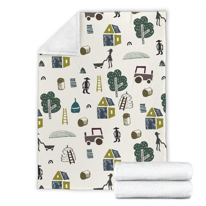 Agricultural Farm Print Design 01 Premium Blanket