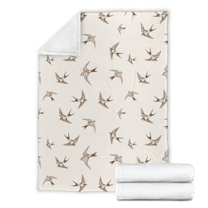 Swallow Bird Pattern Print Design 01 Premium Blanket