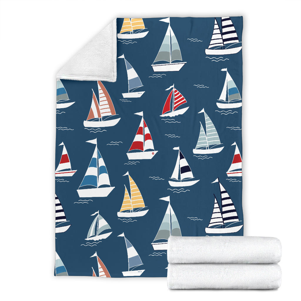 Sailing Ships Pattern Print Design A04 Premium Blanket