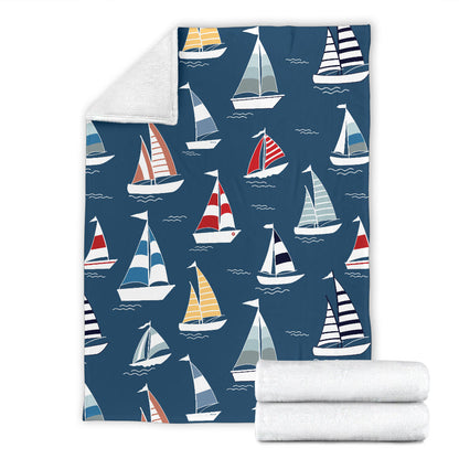 Sailing Ships Pattern Print Design A04 Premium Blanket
